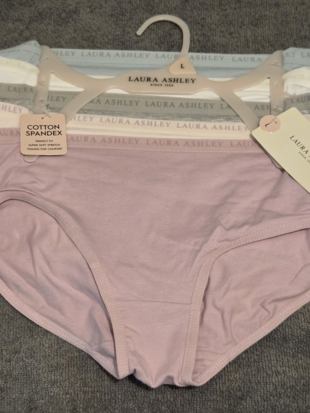 Laura Ashley Pastel Pink & Neutral Cotton-Spandex Girls' Briefs 5-Pack